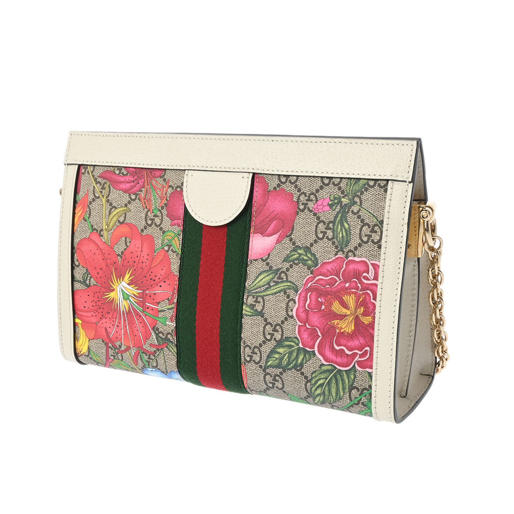 Gucci Flora White Shoulder Ophidia Leather GG Flower Bag